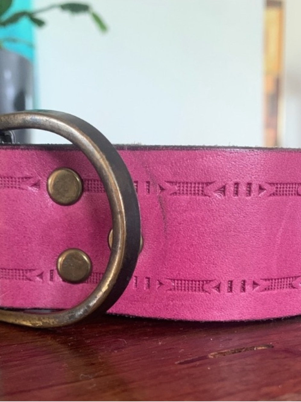 Vintage 1970s Topstyle Belt Inc. in Raspberry Colour Leather - Fits 28-31" Waist
